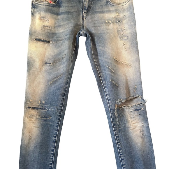 Diesel Grupee Super Slim Skinny Lo-Rise Jean Distressed Made Italy, Sz 26 - Picture 9 of 16